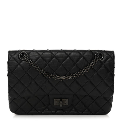 Aged Calfskin Quilted 2.55 Reissue 225 Flap So Black