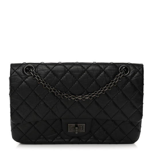 Aged Calfskin Quilted 2.55 Reissue 225 Flap So Black