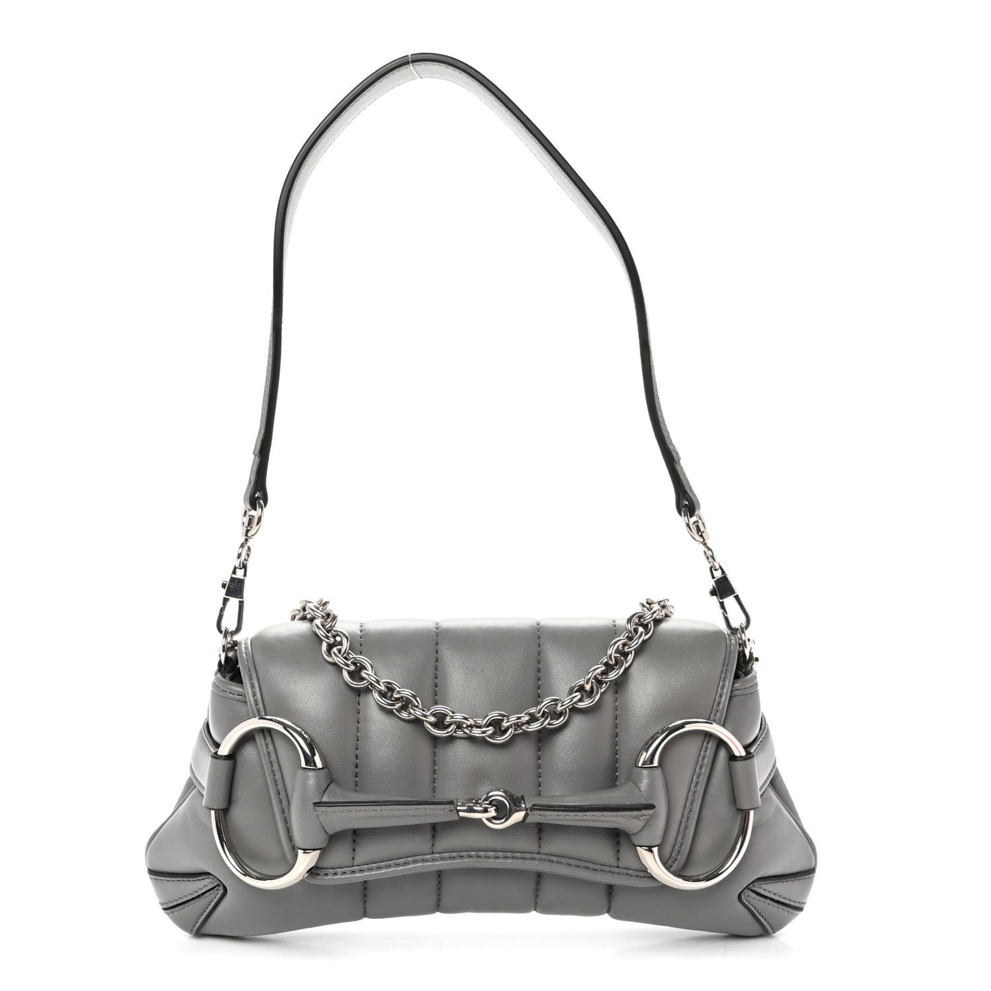 Nappa Vertical Matelasse Small Maxi Horsebit Chain Shoulder Bag Gray