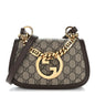 GG Supreme Monogram Textured Dollar Calfskin Mini Blondie Chain Shoulder Flap Bag Beige Ebony New Acero