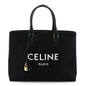 Canvas Calfskin Horizontal Cabas Black