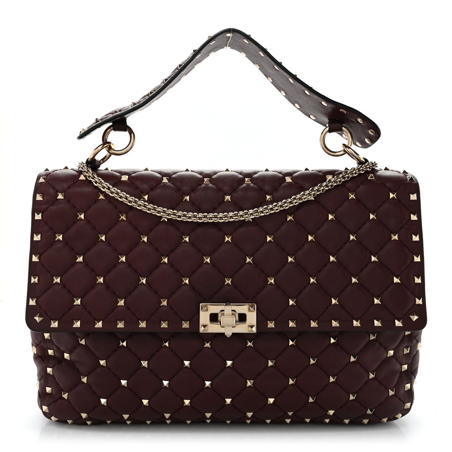 Nappa Large Rockstud Spike Shoulder Bag Rubin