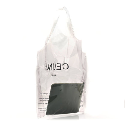 Plastic Bag with Cloudy Lambskin Solo Zip Pouch Clutch Celadon