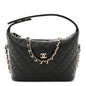Caviar Quilted Hobo Clutch With Chain  Black