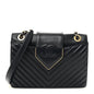 Shiny Sheepskin Chevron Quilted Collar and Tie Flap Navy