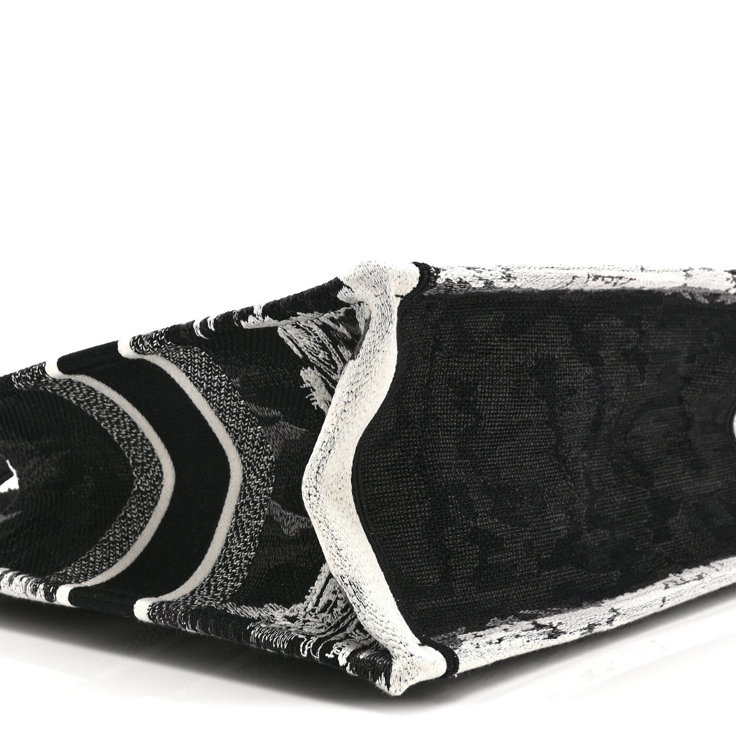 Canvas Embroidered Medium Paris Book Tote Black White