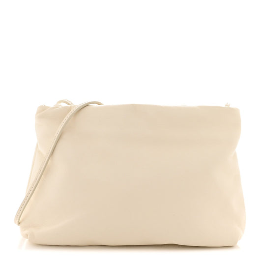 Grained Calfskin Bourse Clutch Ivory