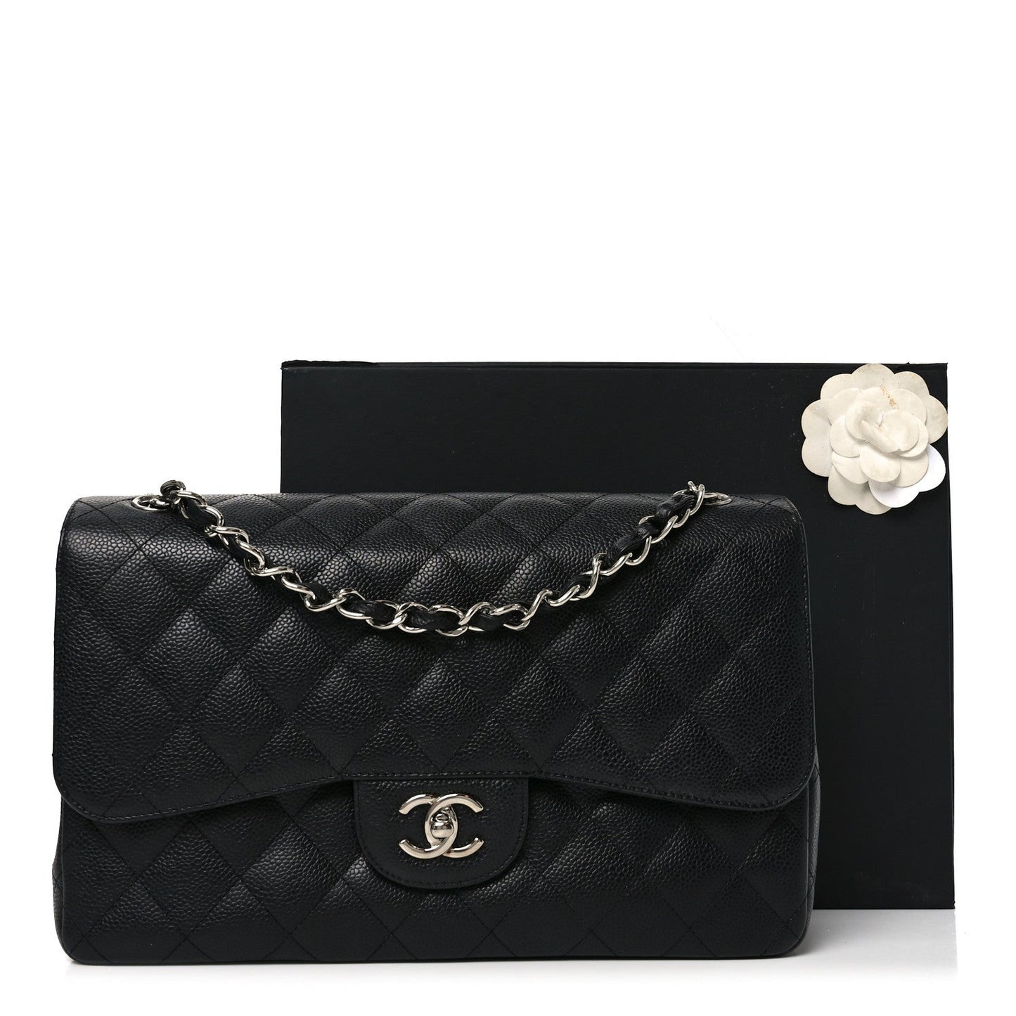 Caviar Quilted Jumbo Double Flap Black