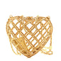 Metal Metallic Lambskin Quilted CC Heart Minaudiere Crossbody Gold