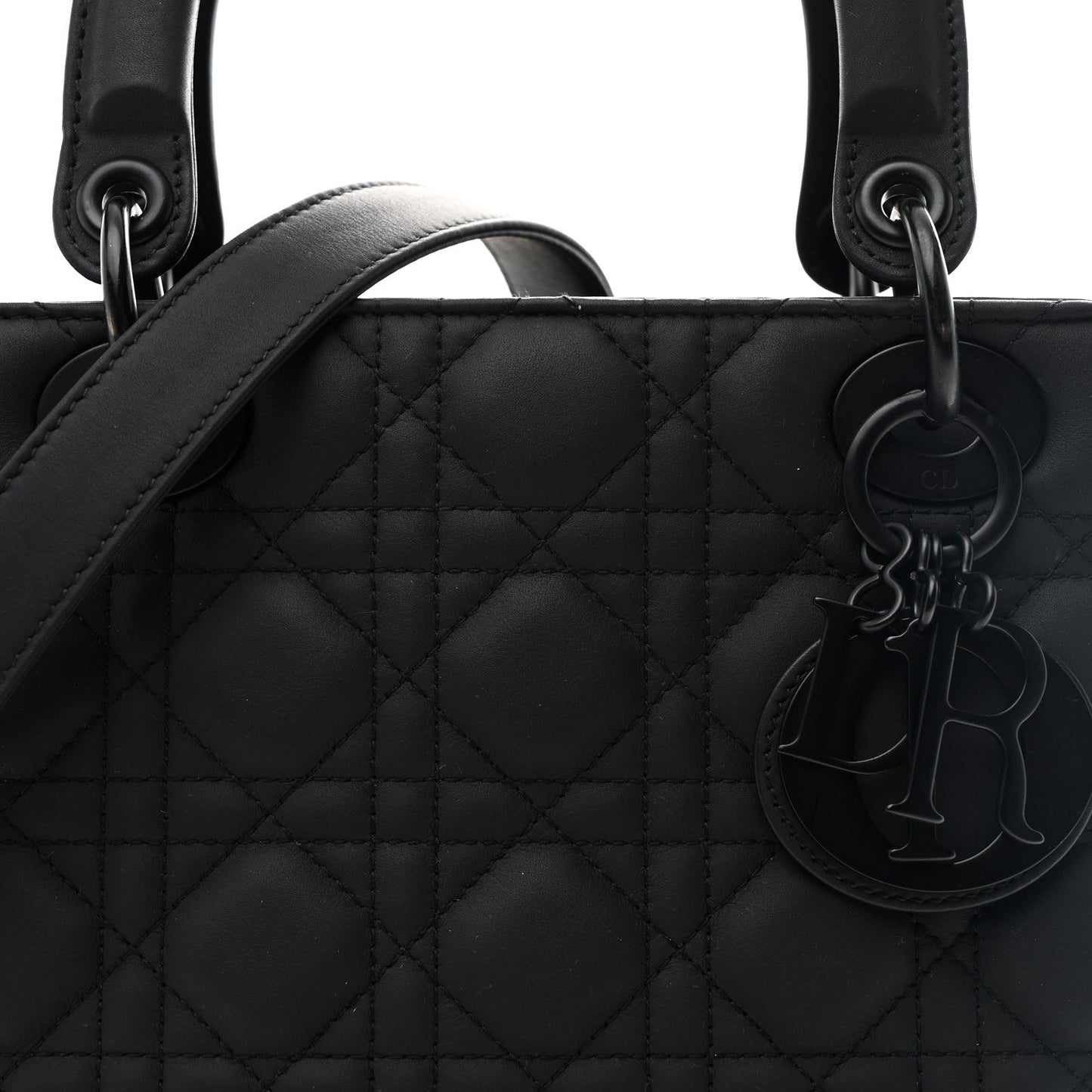 Ultra Matte Calfskin Cannage Medium Lady Dior Black