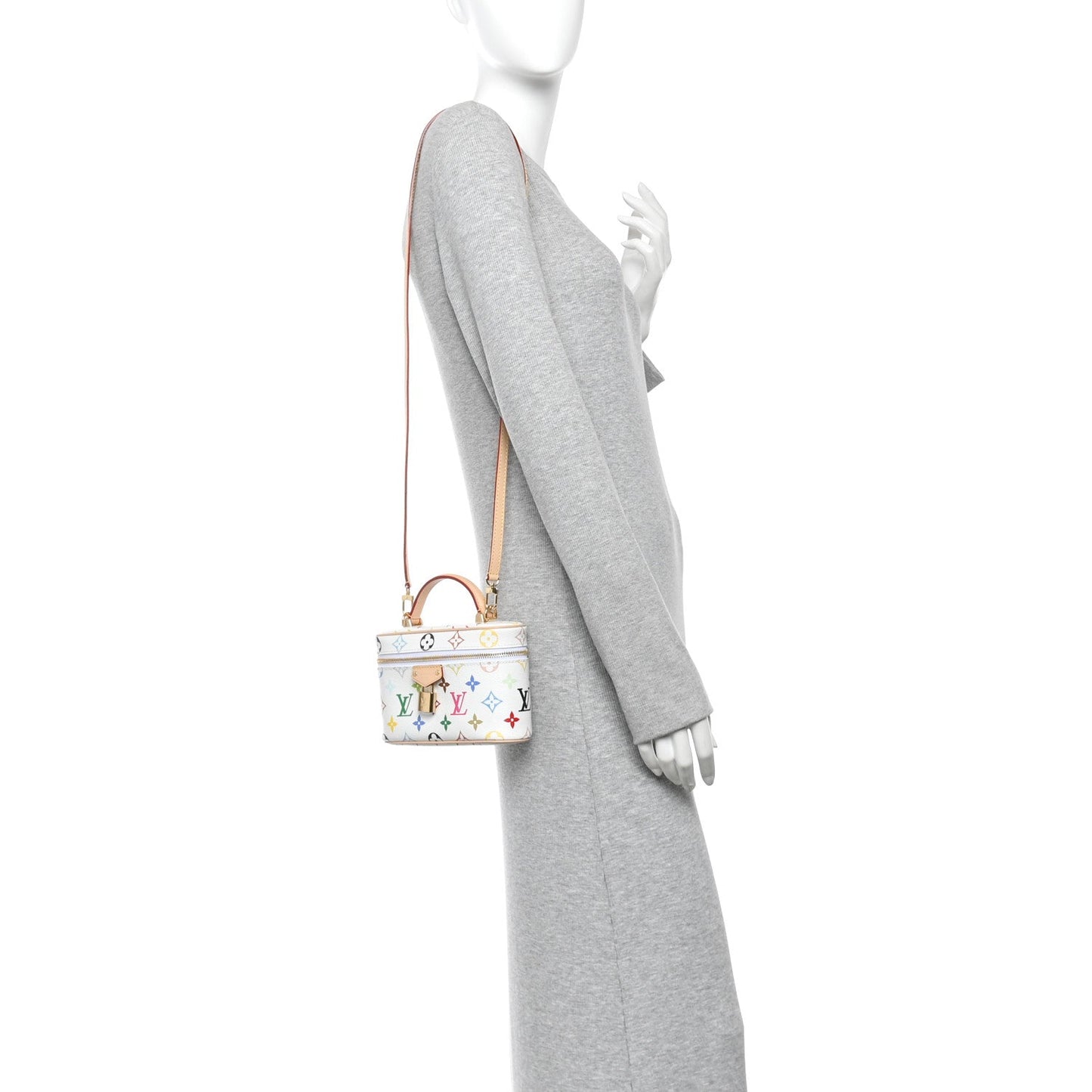 LV x TM Monogram Multicolor Vanity Chain Pouch White