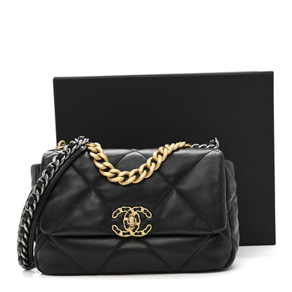 Lambskin Quilted Medium Chanel 19 Flap Black