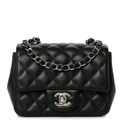 Lambskin Quilted Mini Square Flap Black