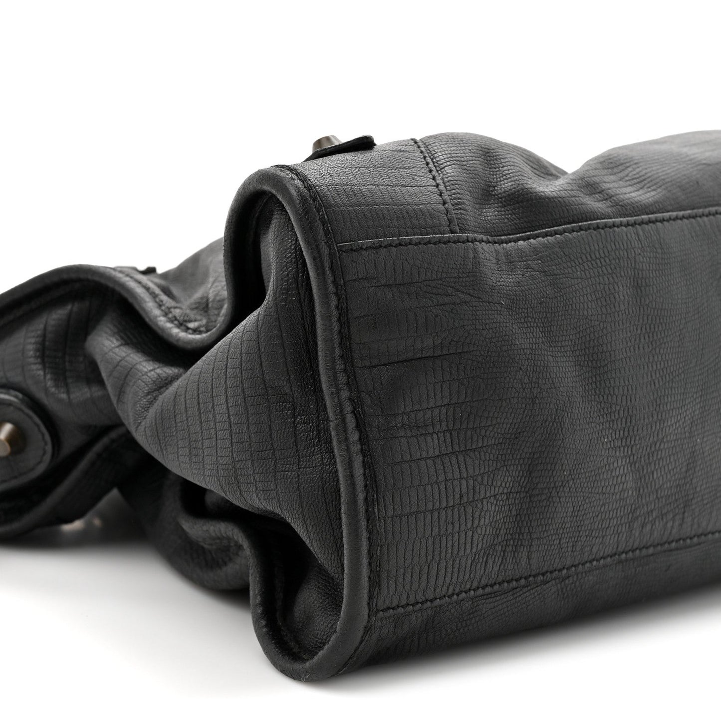 Calfskin Lizard Embossed Classic Hardware City Black