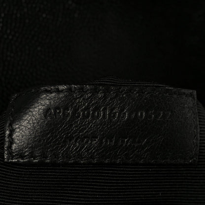 Grain De Poudre Textured Mixed Matelasse Large Triquilt Monogram Satchel Black