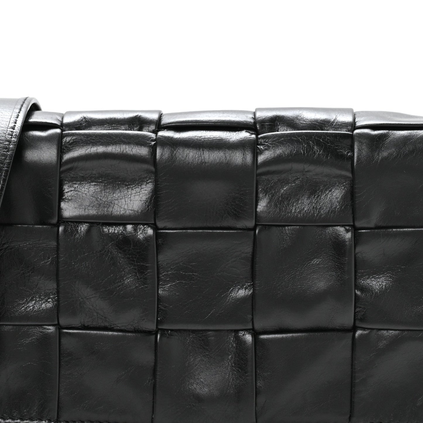 Paper Calfskin Maxi Intreccio Cassette Crossbody Bag Black