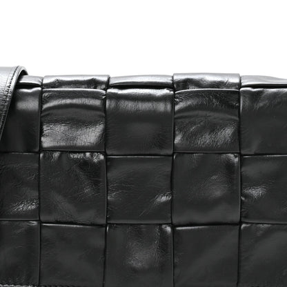 Paper Calfskin Maxi Intreccio Cassette Crossbody Bag Black