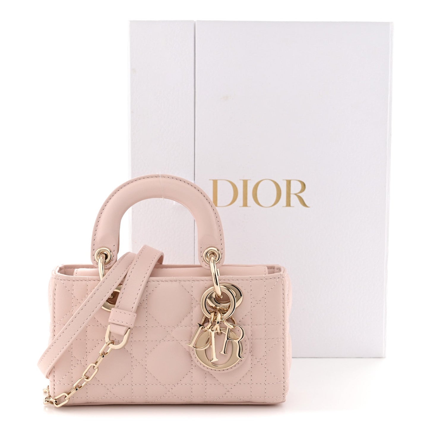 Lambskin Cannage Micro Lady D-Joy Powder Pink