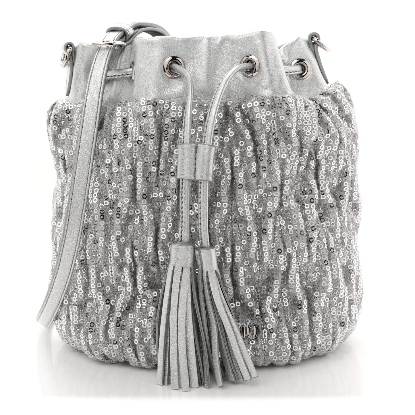 Paillettes Mate Bucket Bag Argento