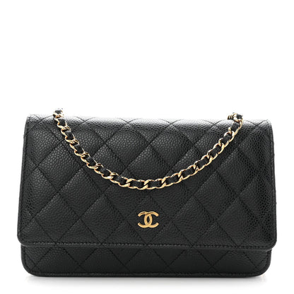 Caviar Quilted Wallet On Chain WOC Black