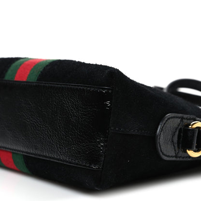 Suede Patent Web GG Small Ophidia Dome Shoulder Bag Black