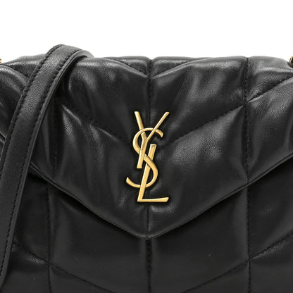 Lambskin Quilted Toy Loulou Puffer Monogram Chain Satchel Black