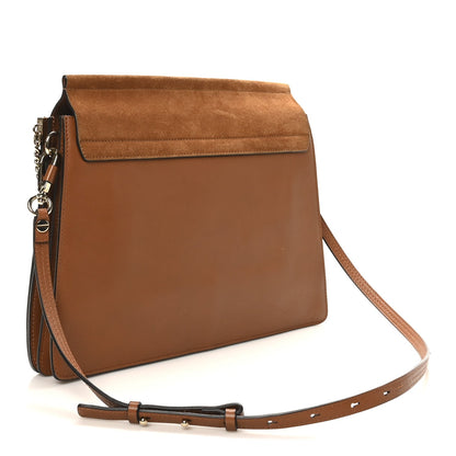 Suede Calfskin Medium Faye Shoulder Bag Caramel