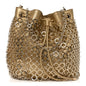Metallic Calfskin Mesh Long Chain Bucket Bag Gold