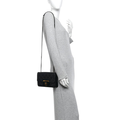 Sheepskin Quilted Mini Beauty Lock Flap Black