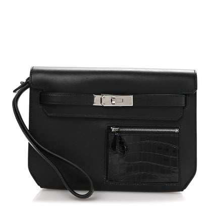 Swift Shiny Niloticus Crocodile Kelly Depeches 25 Pouch Black