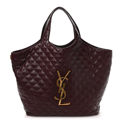 Lambskin Quilted Maxi Icare Shopping Tote  Rouge Cabernet