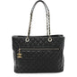 Lambskin Quilted Large Tote Black