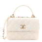 Lambskin Lacquered Quilted Small Trendy CC Dual Handle Flap Bag White