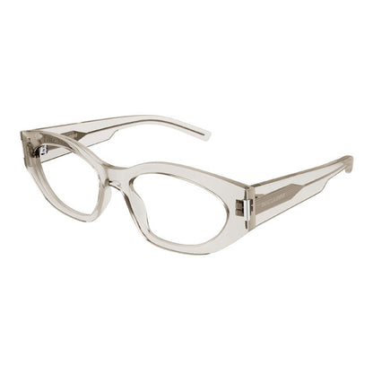 Saint Laurent Eyeglasses Cat Eye Full Rim, Transparent Grey Frame and Clear Demo Lens Lens SL638OPT004
