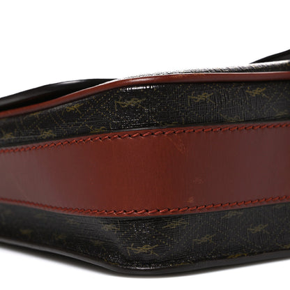 Canvas Smooth Calfskin Le Monogramme Medium Buckle Satchel Chestnut