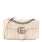 Calfskin Matelasse Aria Small GG Marmont Shoulder Bag Mystic White