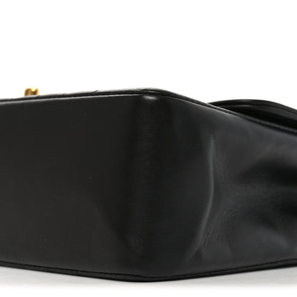 Lambskin Vertical Quilted Medium Single Flap Black