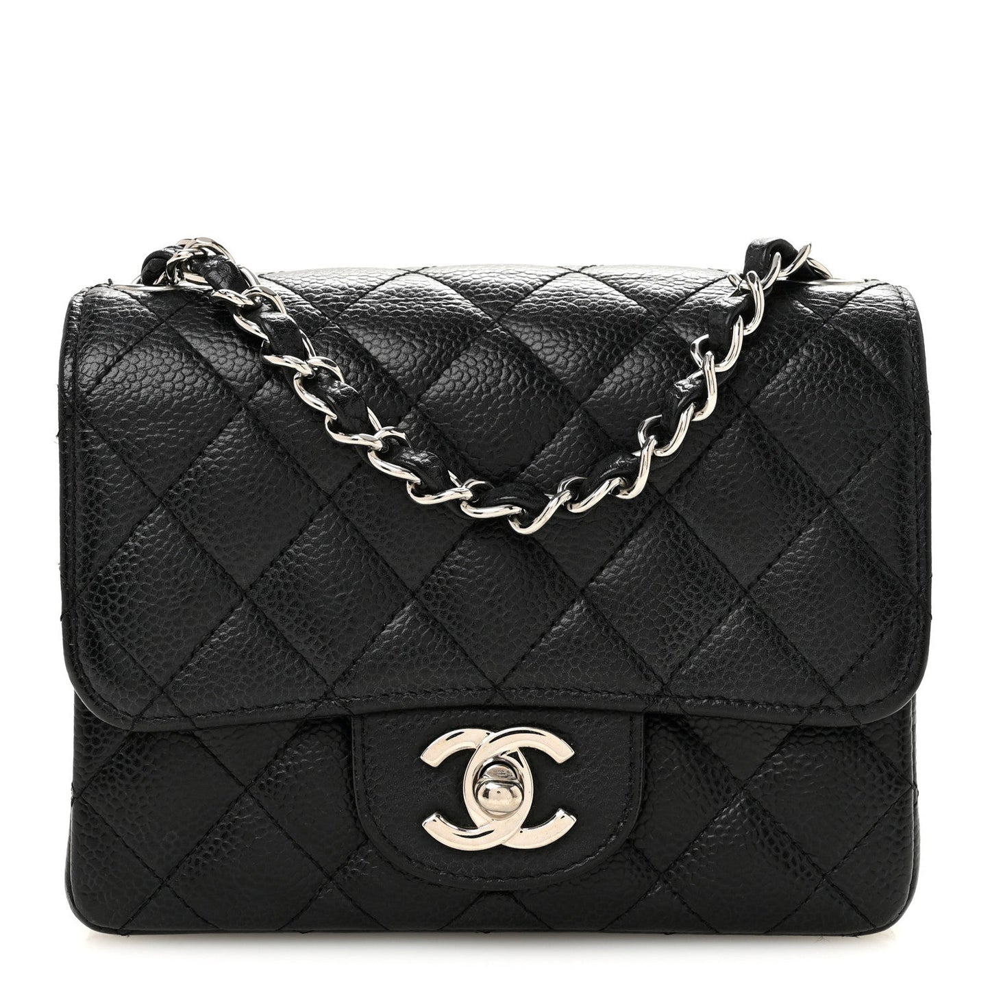 Caviar Quilted Mini Square Flap Black