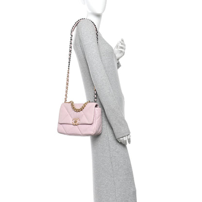 Lambskin Quilted Medium Chanel 19 Flap Light Pink