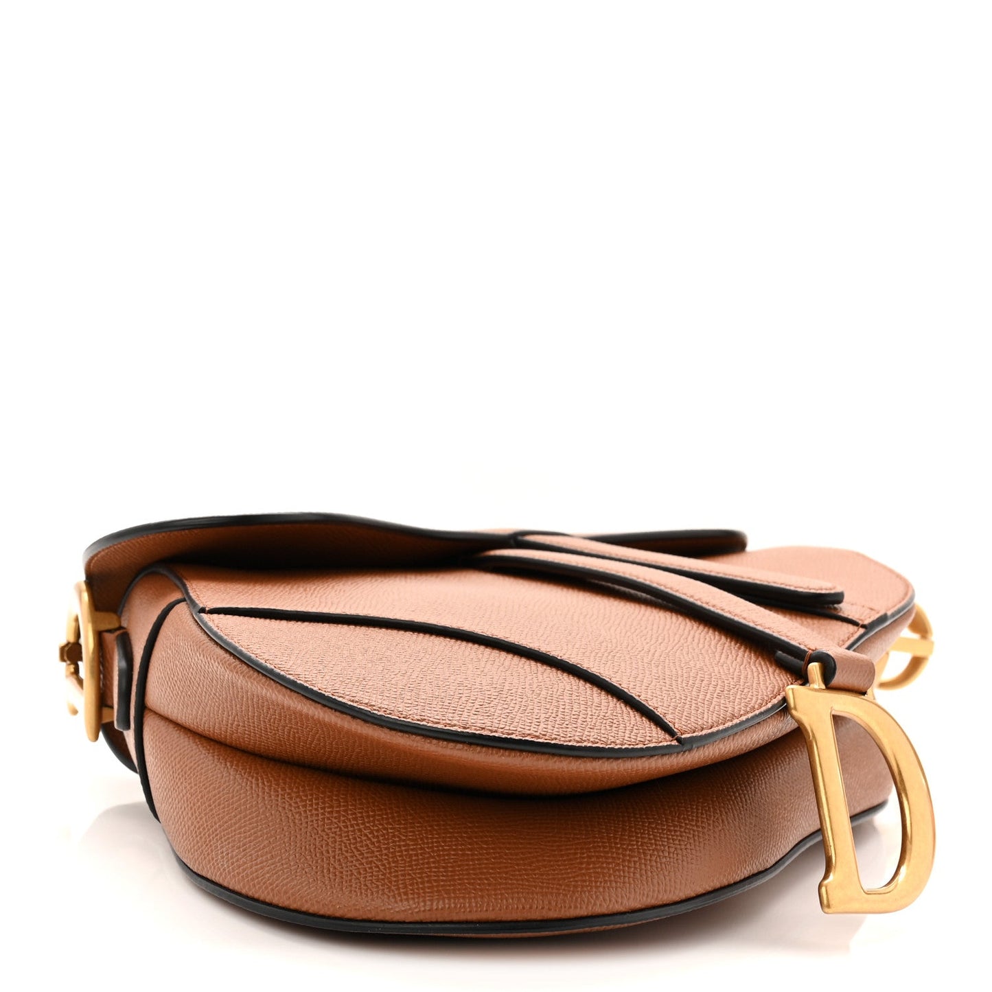 Grained Calfskin Saddle Bag Camello