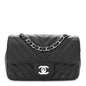 Caviar Chevron Quilted Mini Rectangular Flap Black