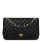 Lambskin Quilted Jumbo Double Flap Black