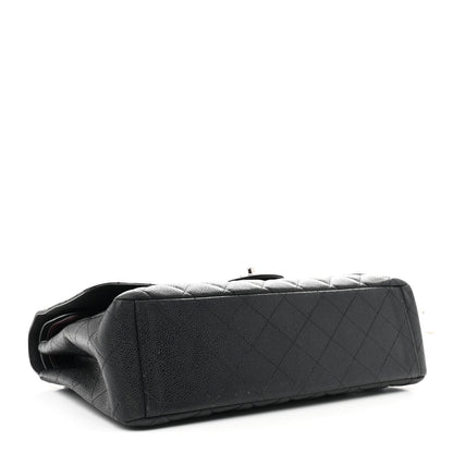 Caviar Quilted Maxi Double Flap Black