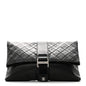Lambskin Quilted Grip Clutch Black