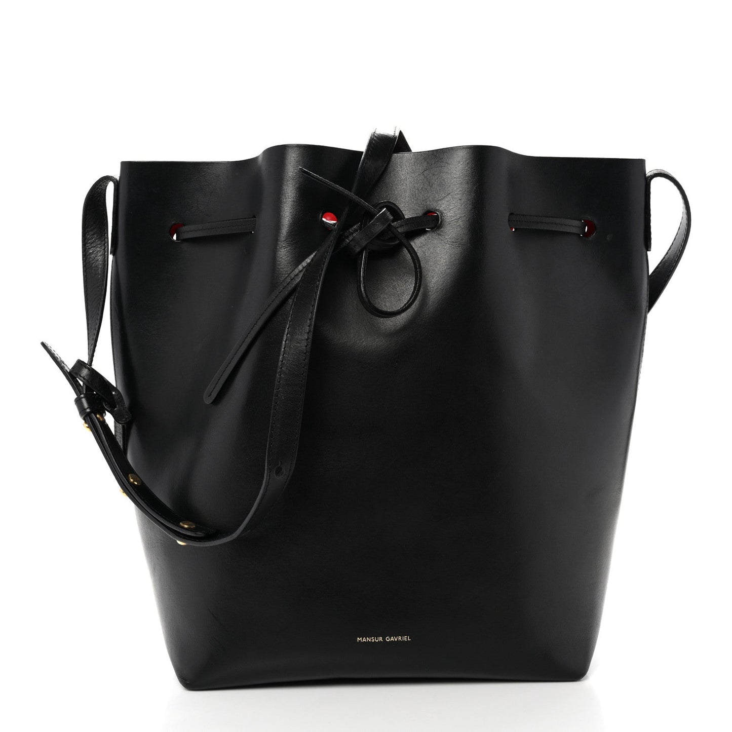 Vegetable Tanned Calfskin Bucket Bag Black Flamma