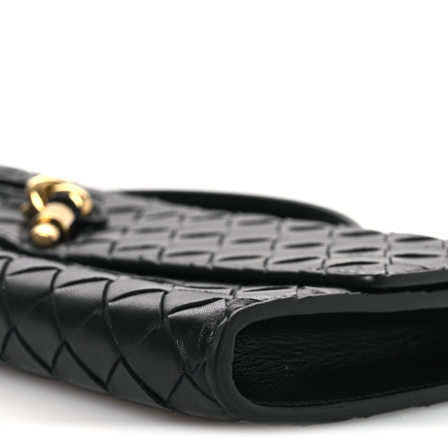 Nappa Intrecciato Long Andiamo Top Handle Clutch Black