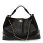 Calfskin Quilted Large Coco Base Shopping Bag Black