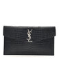 Calfskin Crocodile Embossed Uptown Monogram Pouch Black