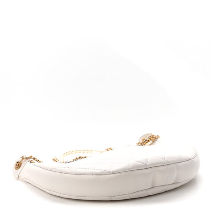 Lambskin Quilted All About Chains Hobo White