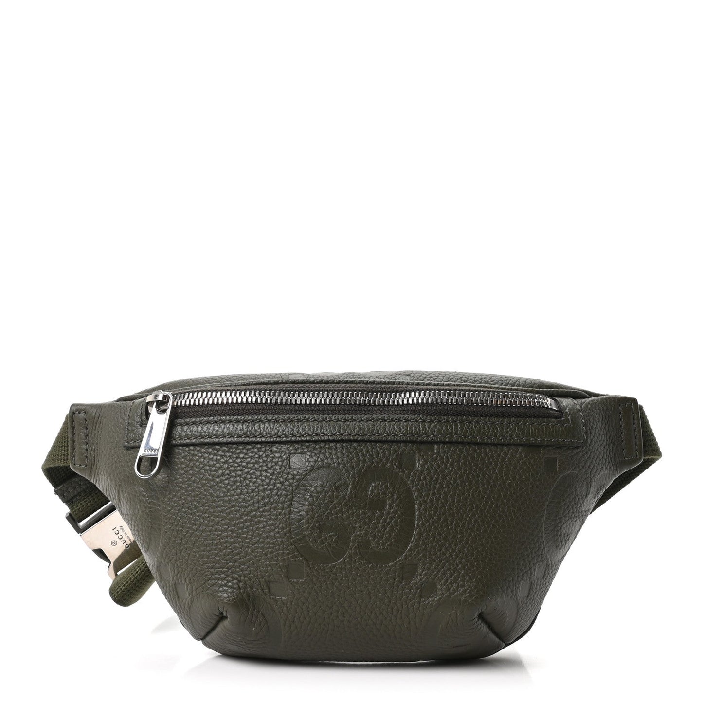 Piuma Calfskin Jumbo GG Embossed Small Belt Bag Dark Green